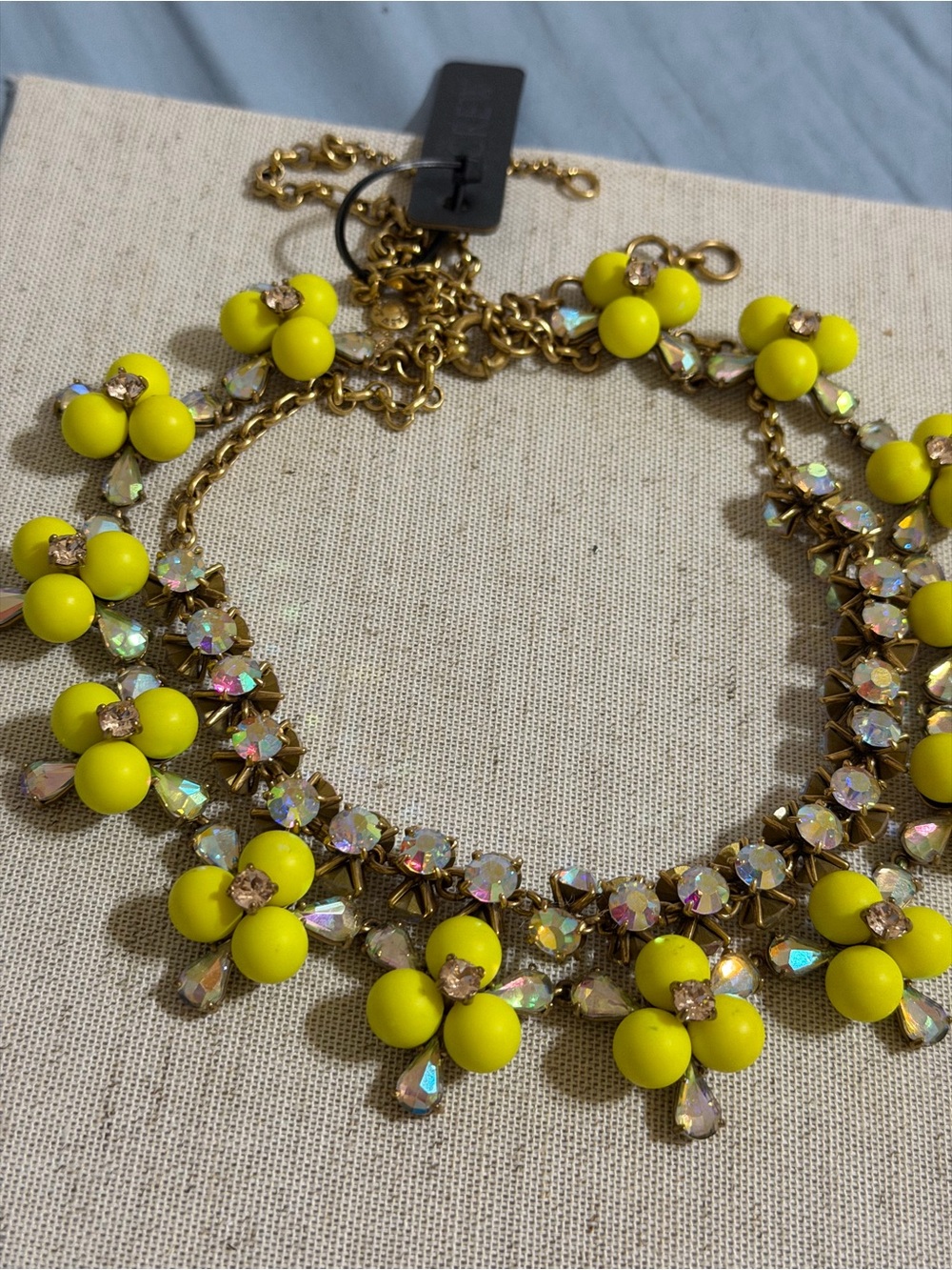 J.Crew RARE Yellow Floral Bib Statement Necklace AB Aurora Crystal Rhineston Y2K - Picture 14 of 14